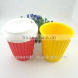 Fashion FDA Silicone Material Red Rubber Coffee Mug With Rubber Lid