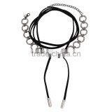 Simple Brand Dimond Choker Necklace With Long Leather Rope Accessories thumbnail-5