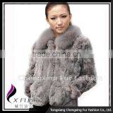 CX-G-A-70 Rex Rabbit Fur With Fox Fur Collar Women Coat Wear thumbnail-3