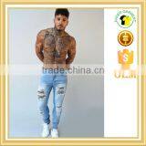 Fashion Light Blue Distressed Jeans 2017 Best Quality Skinny Jeans Wholesale China thumbnail-1