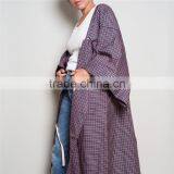 Newest Style Jacket With Squared Neck Haori Full Textured Yarn Dye Silk Kimono thumbnail-5