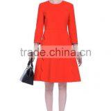 Ladies Wavy Side 3/4 Sleeve High Waist Red Umbrella Cotton ol Dress thumbnail-1