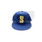 Sandwiches Blue 6 Panels Blank Baseball Cap With Velcor Strap , Pre-Curved Visor Hats