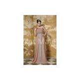 Cheap One Shoulder Chiffon Evening Dress Brown Long Prom Dress With Beads Online thumbnail-1