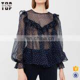 Womens Blouses 2017 Polka-dot Women Long Sleeve Blouse Tops Women thumbnail-2