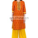 Ladies Kurta Design Cotton Blend Embroidered 3/4 Sleeve Kurta thumbnail-4