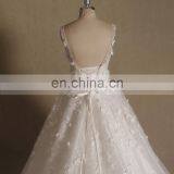 Noble Scoop Neck Corded Flowers Puff Aline Wedding Dress Long Train Sleeveless thumbnail-4