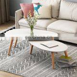 Triangles and Round White Solid Wood Side Coffee Table Modern Nordic Oval Oak Coffee Table for Office and Home thumbnail-4