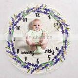 Flannel Round 0-1 Years Infant Baby Monthly Swaddle Milestone Blanket for Shower Gift Photography Backdrop thumbnail-5
