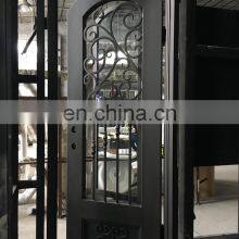 House Front Heavy Duty Threshold Hinge Anti Rust Galvanized Surface Treatment Security Wrought Iron Single Entry Door With Glass thumbnail-2