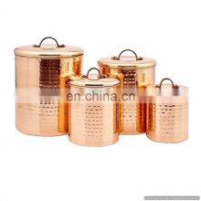 Copper Plated Shiny Hammered Canister Sets