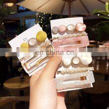 New 3PCS/Set Fashion Pearls Acetate Geometric Hair Clips For Women Girls Sweet Hairpins Barrettes thumbnail-2