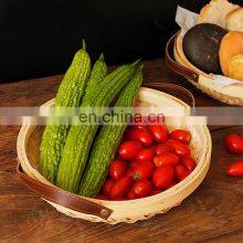 Handmade Basket Round Bamboo Storage Basket Bamboo Wicker Platter Tray Wholesale thumbnail-2