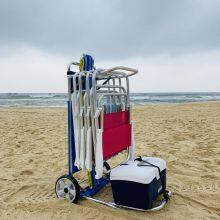 Foldable Beach BBQ Cart With Aluminum Tube PP Table and Removable Wheels thumbnail-4