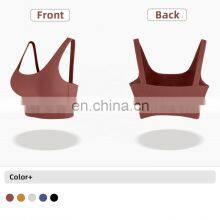 Plus Size Sports Bra for Women Ribbed U Neckline Sexy Square Back Custom Sport Bra Top Fitness thumbnail-4
