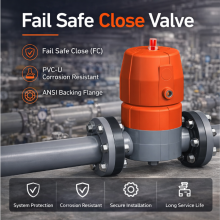 PVC-U Diaphragm Valve Fail Safe Close Backing Flange ANSI for Water Treatment thumbnail-1