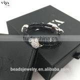 2016 Wholesale Luxury Stingray/ Python Leather Crystal Bracelet With Rose Gold Clasps Black Diamond thumbnail-6