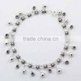Adorable Flower Chain 925 Silver Anklet Flower Sphere Charms thumbnail-1