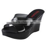 Wholesale Jelly Shoes Candy Color Glass Slipper Wedge Heel Slippers thumbnail-2