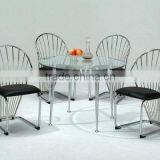 Modern Dining Set/ Dining Set with Metal fan-shaped back