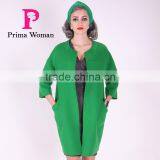 2016 New Design Spring Women Medium Length Slim Fit Wool Coat