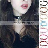 Hot Sale Fashion Sexy Punk Gothic Leather Choker Necklace Round Metal Pendant Buckle Collar Anime Necklaces thumbnail-1
