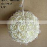 2015 Popular Artificial PE Flower 10" Artificial PE Wedding wihte Rose With mesh Hanging Ball