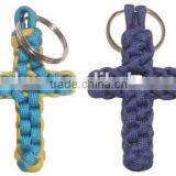 Colorful Braided Paracord Cross Keychain, Cross Paracord Keyring
