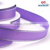 Celebrate it Holiday Ribbon Metallic Gold Foil Printed Custom Purple Grosgrain Ribbon thumbnail-4