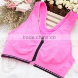Ladies sexy breathable front opening fashionable sports bra,zipper bra