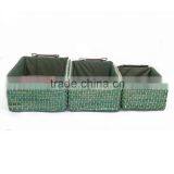 Kingwillow Art & Craft ,Set of 3, Storage Box, Green Maize Storage Rectangular Basket Bins, Organizer Containers thumbnail-2