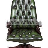 Green Leather Chesterfield Captains Chair thumbnail-1