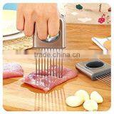 Onion Holder Vegetable Potato Cutter Slicer Gadget Stainless Steel Fork Slicing Odor Remover Kitchen Tool (Stainless Steel) thumbnail-3