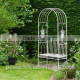Metal Arch Garden Bench Vintage White Shabby Chic Finish thumbnail-1
