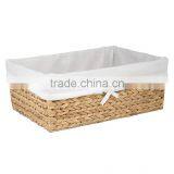 Wholesale Lined Water Hyacinth Towel Baskets, Natural thumbnail-1