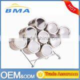 Kitchen Accessory 9 Pieces Stainless Steel Condiment Containers With Rack