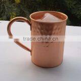 Straight Design Hammered Copper Moscow Mule Mugs With Copper Handle With 16oz Capacity thumbnail-1