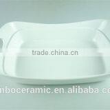White Ceramic Baking Dish Rectangular Unique Shape Set 2 Hotel / Restaurant Large Bakeware Set thumbnail-5