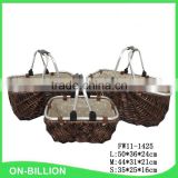 Large size willow shopping basket with handles