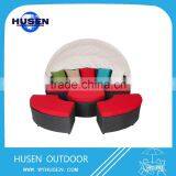 Fashion Design Patio Furniture Poly Wicker Round Daybed With Canopy Modular Sunbed thumbnail-1