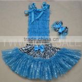 New Design Baby Zebra Glitter Tulle Skirts Chiffon Skirts Matched Glitter Top Set for Kids Many Colors thumbnail-1
