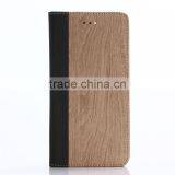 Nature Wood Grain PU Card Bumper/pocket Cell Phone Case for Iphone thumbnail-4
