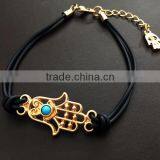 Gold Hamsa Hand Rubber Bracelet thumbnail-6