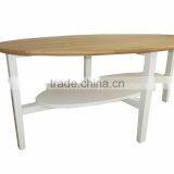 Wood Oval Coffee Table With White Top thumbnail-4