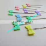 Wholesale 40mm length assorted colors plastic bowknot head stick pins for blocking
