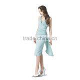 OEM Hot Sexy Lady Women Sleeveless Ruched Bodycon V Neck Knee Length Party Dresses China thumbnail-3