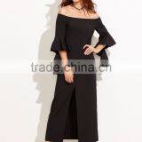 Women off Shoulder Ruffle Sleeve Maxi Dress Latest Western Dress Patterns for Girls thumbnail-1