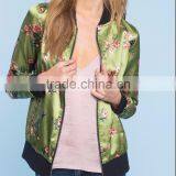 2016 Factory Price Life Bomber Green Printed Smart Ladies Jacket thumbnail-2
