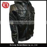 High Quality Winter Thick Fur Lining Fleece Hoodymen pu Leahter Jacket thumbnail-3