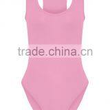 Light Pink Women Basic Bodysuit With Racer Back Bodybuilding Elastic Plain Jumpsuit thumbnail-4
